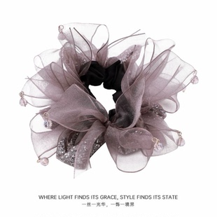 明星同款 高级感气质扎丸子马尾头花 闪钻蝴蝶结大肠发圈2026年新款