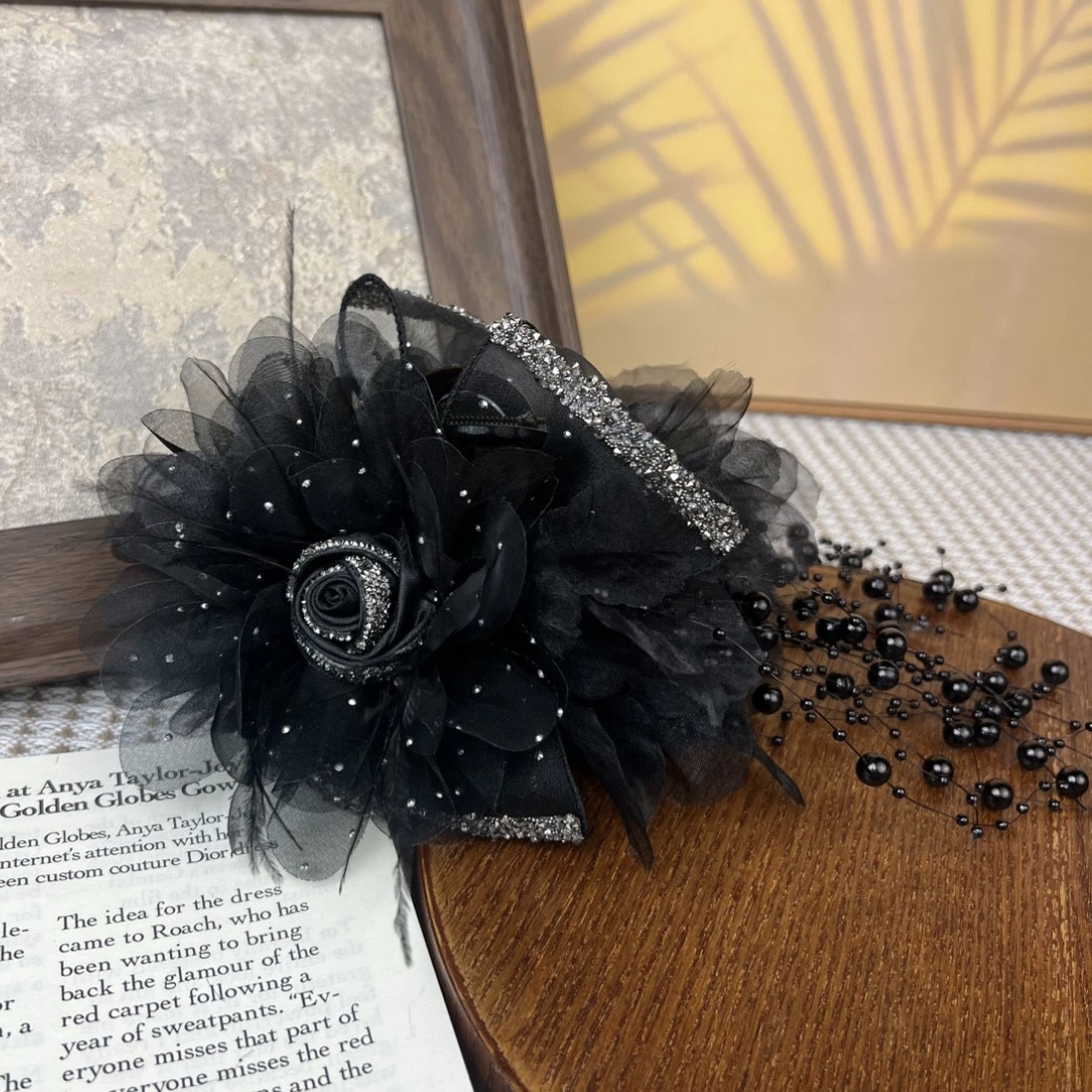 满天星玫瑰花朵流苏抓夹百搭气质超仙气手工鲨鱼抓夹显发量发饰女