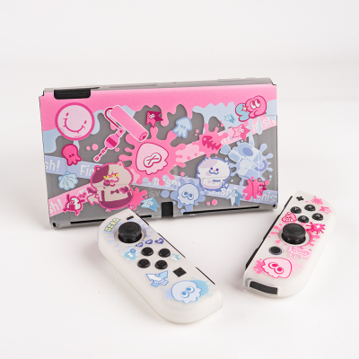 任天堂SWITCH OLED保护壳Switch2保护套可插底座 粉蓝喷射战士