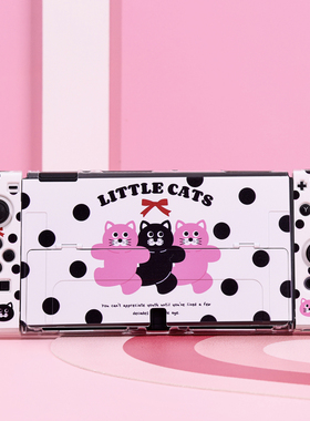 SwitchOLED保护壳硬壳续航版NS续航可插底座壳可开支架 波点猫