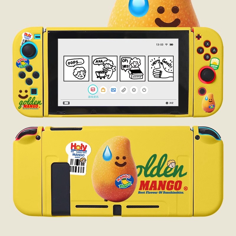 任天堂switch保护套oled分离式手柄保护壳tpu软壳 黄色芒果