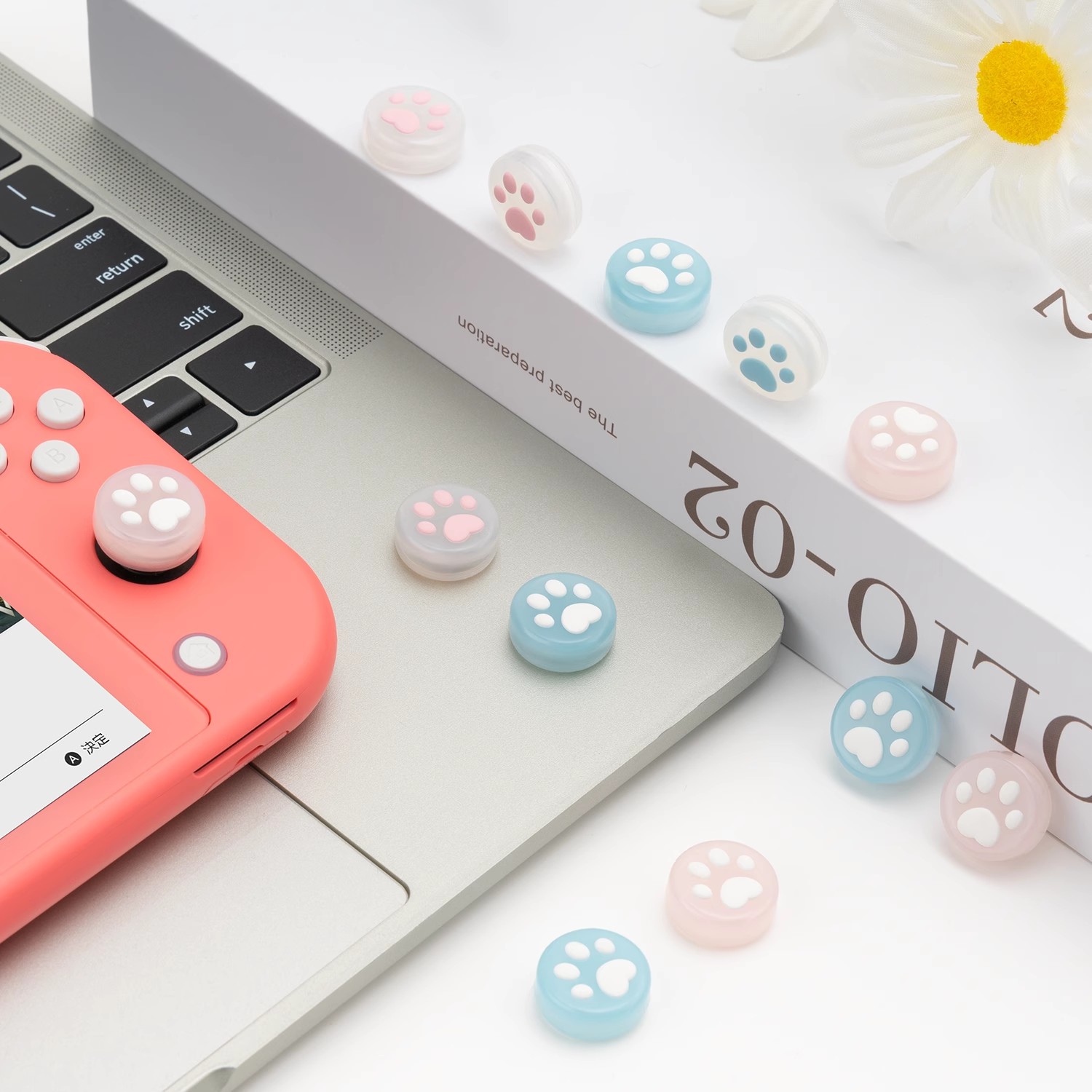 任天堂switcholed果冻猫爪摇杆帽 ns手柄硅胶键帽保护套配件