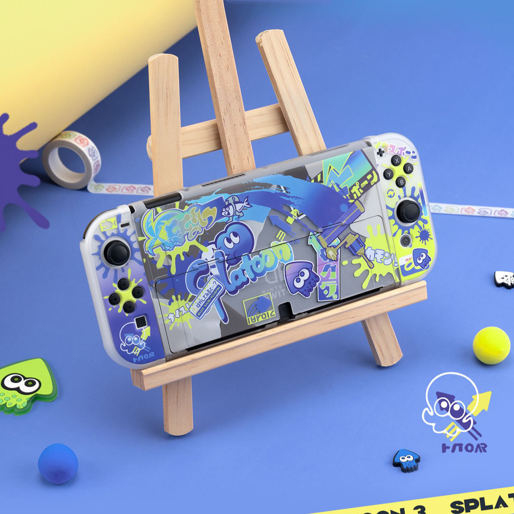 SWITCH OLED保护壳NS续航Switch2保护套可插底座壳 喷射小蓝