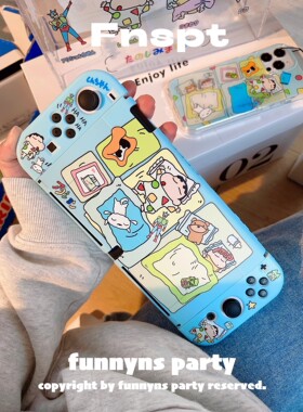 任天堂switchOLED保护壳switch2可插底座硅胶软壳 蜡笔小新情侣