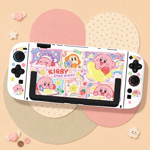Switch OLED保护壳NS续航Switch2外壳可插底座壳可爱卡比铅笔画