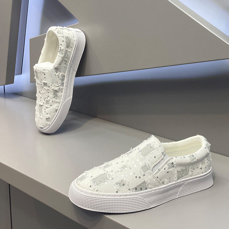 jj男鞋2025新款夏季透气帆布鞋男款一脚蹬板鞋男士休闲鞋复古板鞋