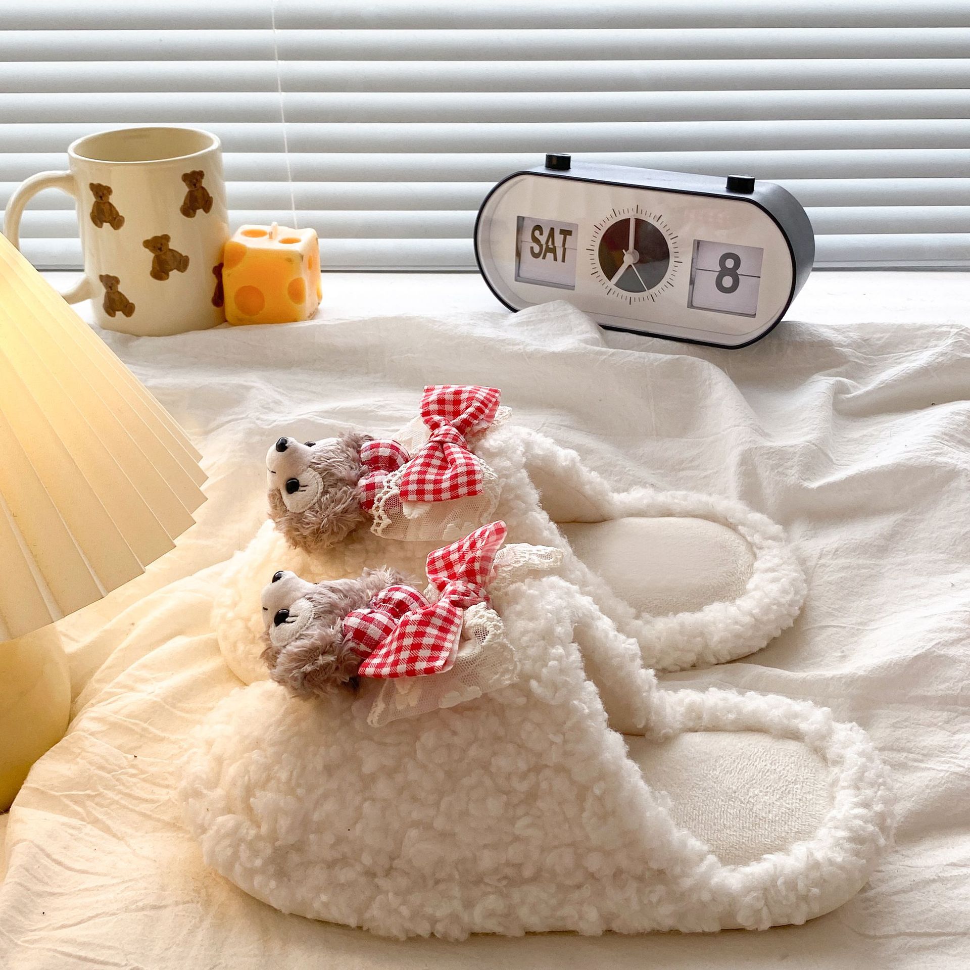 敲好穿可爱毛毛拖鞋女2025秋冬季居家外穿保暖轻便百搭一字棉拖鞋