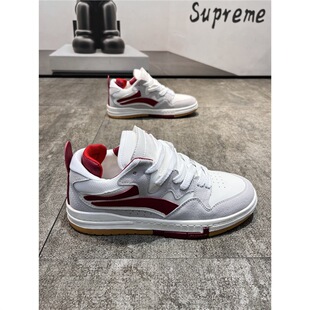 s潮流男鞋复古运动休闲板鞋时尚百搭小白鞋皮面透气国潮学长鞋tt