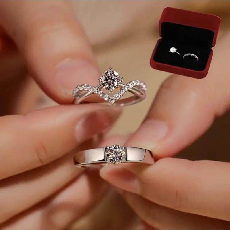 升级款仿真结婚对戒一对情侣戒指婚礼钻戒活口可以调节简约高级感