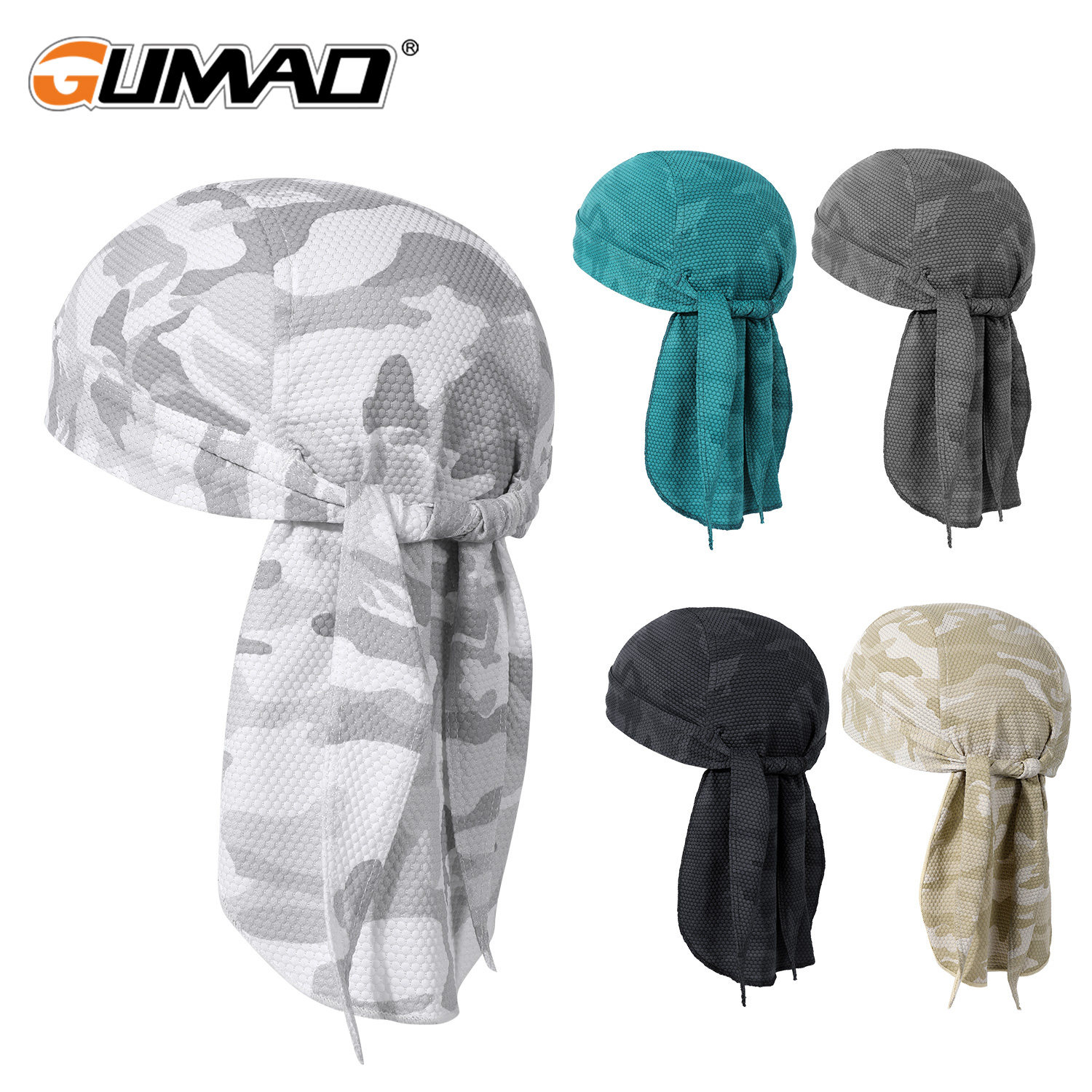 GUMAO夏季冰丝迷彩海盗帽速干吸汗透气户外骑行自行车头巾帽男女