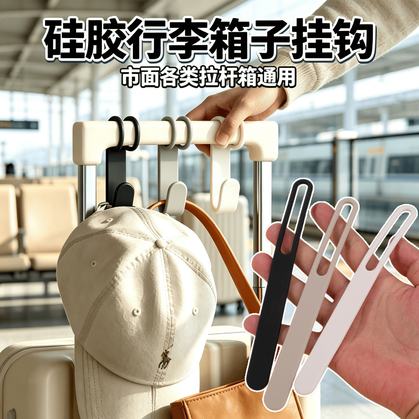 柔软硅胶行李箱挂扣旅行箱固定背包卡扣拉杆箱外置挂钩便携捆绑带