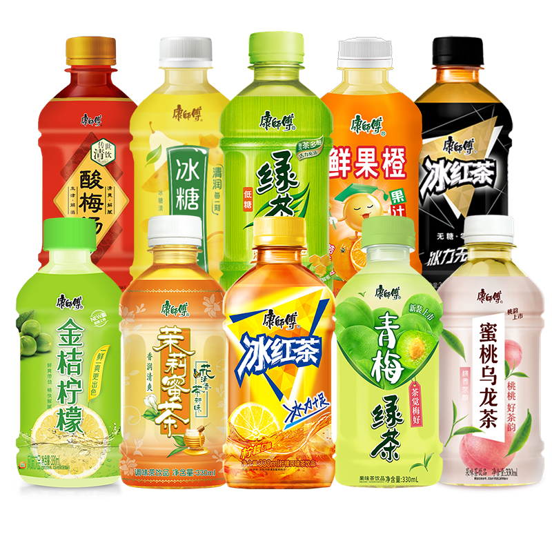 康师傅饮料330ml*12瓶整箱冰红茶青梅绿茶乌龙茶茉莉蜜茶饮品批发