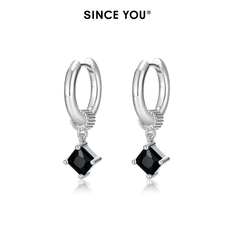SinceYou黑锆两戴耳环男纯银
