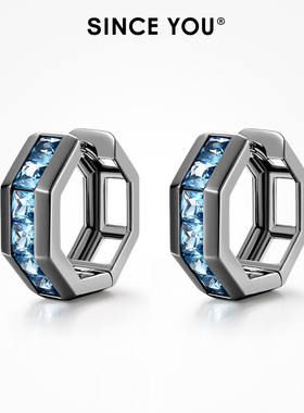Since You璀璨之光耳环男纯银个性小众圆圈耳钉高级感潮酷耳饰女
