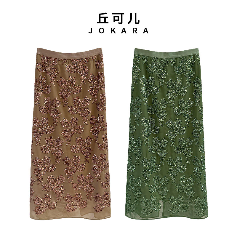 Jokara/丘可儿【锦叶闪纱半身裙