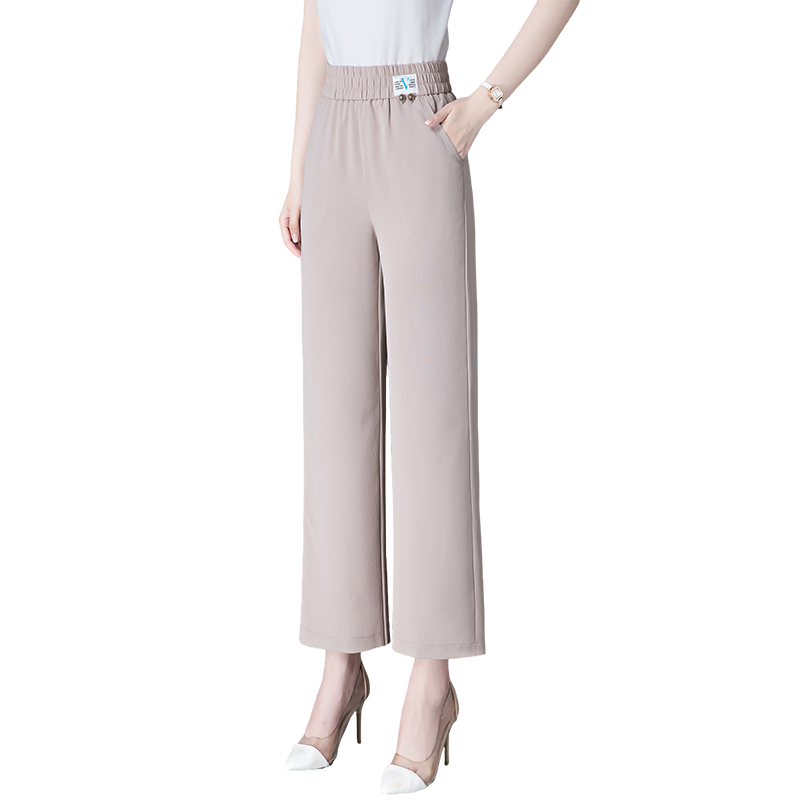 高腰阔腿裤女九分妈妈裤夏季薄款