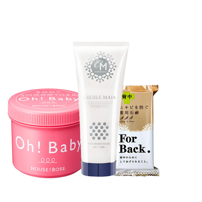 日本福袋Oh baby身体磨砂膏CM温和脱毛膏pelican沛丽康美背皂套装