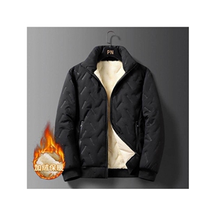 秋冬季外套男士加绒防风加厚羊羔绒棉衣宽松大码立领棉袄保暖棉服