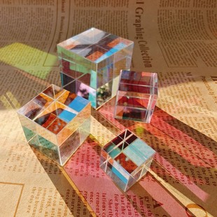 合色棱镜太阳捕手光之立方体棱光镜玻璃摆件阳光捕手解压创意礼物