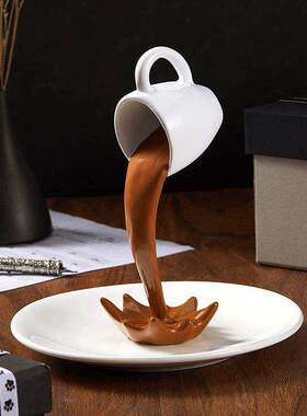 高档咖啡流水创意马克杯摆件房间装饰品艺术恶搞小摆件高级感小众