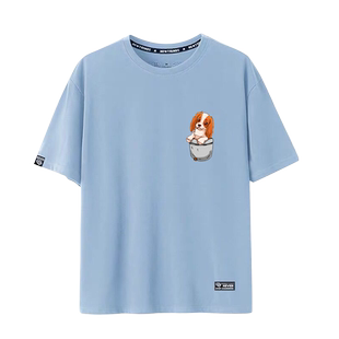 口袋动物骑士查理王猎犬玩具犬短袖T恤男女情侣纯棉休闲衣服夏ne