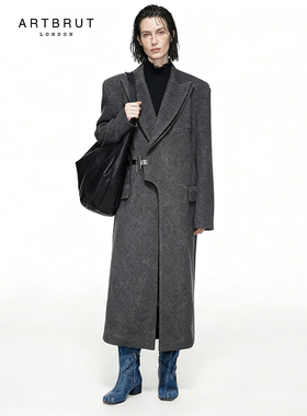 ARTBRUT西装式人字纹大衣 新款毛呢外套高级感垫肩设计小众防寒