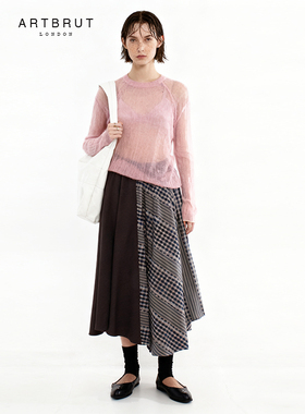 artbrut 格纹拼接半裙 不分前后转圈穿法 松紧腰显瘦百搭