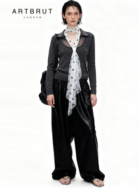 artbrut(AR)柔软皮裤蛋白q弹舒适皮裤肥腿宽松休闲裤