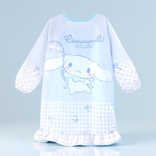 玉桂狗中长款罩衣女童防水脏反穿衣吃饭画画幼儿园大耳兔围裙罩衫