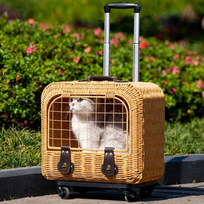 猫包外出宠物猫咪拉杆箱编织行李箱猫狗箱包高颜值便携大容量背包