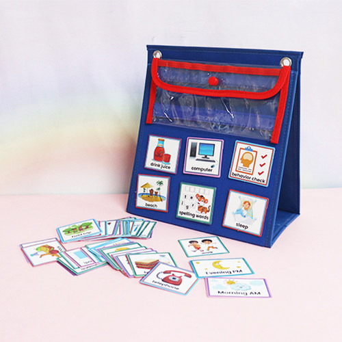 折叠英语认知展示板卡片挂袋