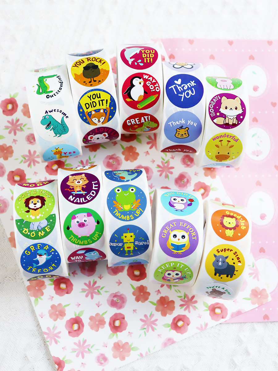 奖励贴纸卡通动物儿童表扬贴不干胶优秀评语课堂互动教师鼓励教具