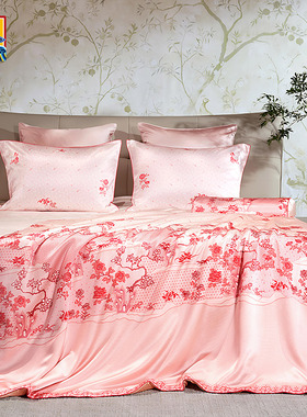 皇锦真丝印花单人蚕丝被子-窗影HJ11723