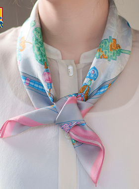 皇锦真丝斜纹缎方巾中尺寸65cm桑蚕丝丝巾-珠光宝气HG31092