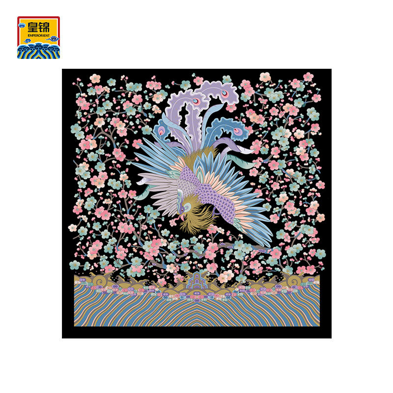 皇锦真丝印花大方巾-梅花大凤HL31001