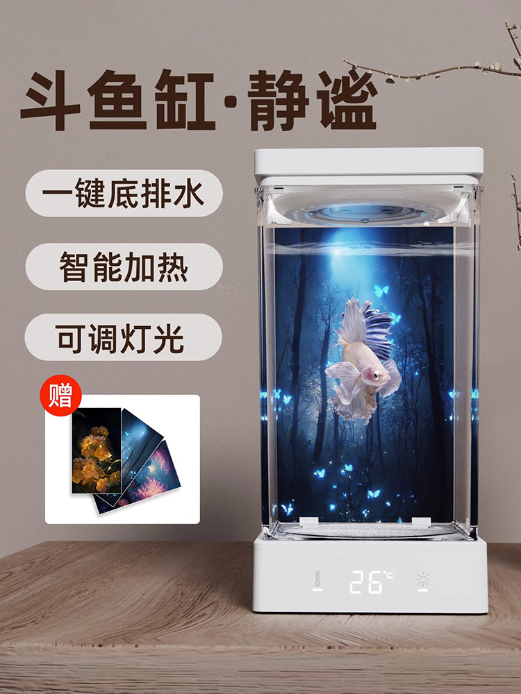 方寸秘境斗鱼专用缸桌面迷你小型鱼缸生态自循环办公桌创意造景