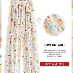 人造棉防蚊裤 薄款 阔腿裤 绵绸2025年新款 子 棉绸睡裤 沙滩裤 女夏季