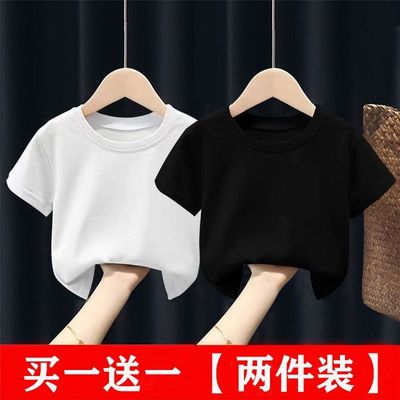 儿童白色T恤男女童圆领短袖透气