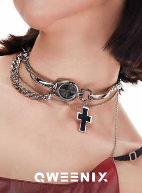 choker十字架高级颈带QWEENIX