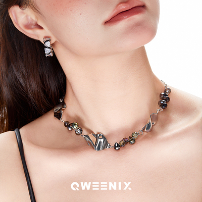 QWEENIX   甜酷风美式重工天然石高级感项链女百搭锁骨链气质