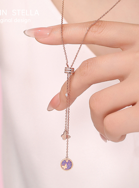 JS中熠伸缩长项链玫瑰金吊坠