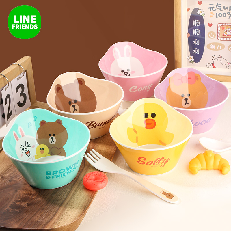linefriends布朗熊 耐热防摔圆口大容量耐高温泡面碗汤碗儿童饭碗