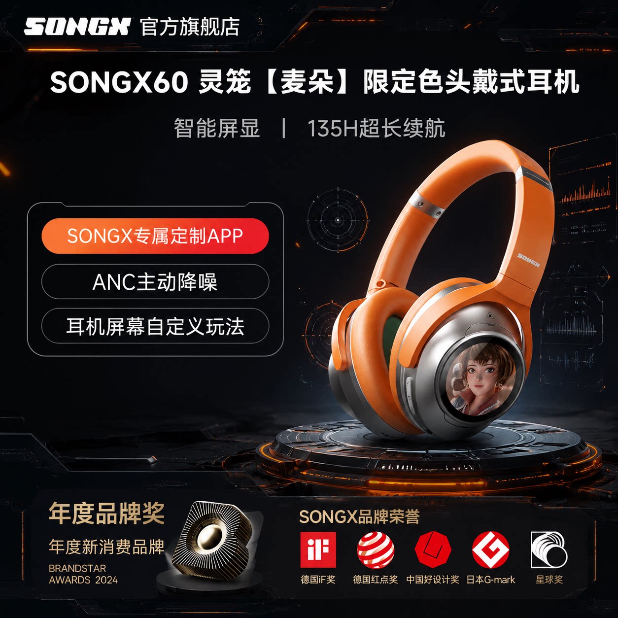 灵笼联名ANC头戴蓝牙耳机图片