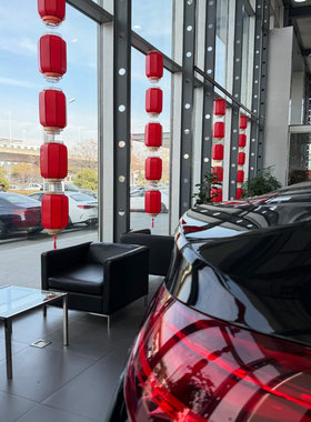 新年4s店装饰红色灯笼摆件店铺商场户外春节布置用品展厅装饰布置