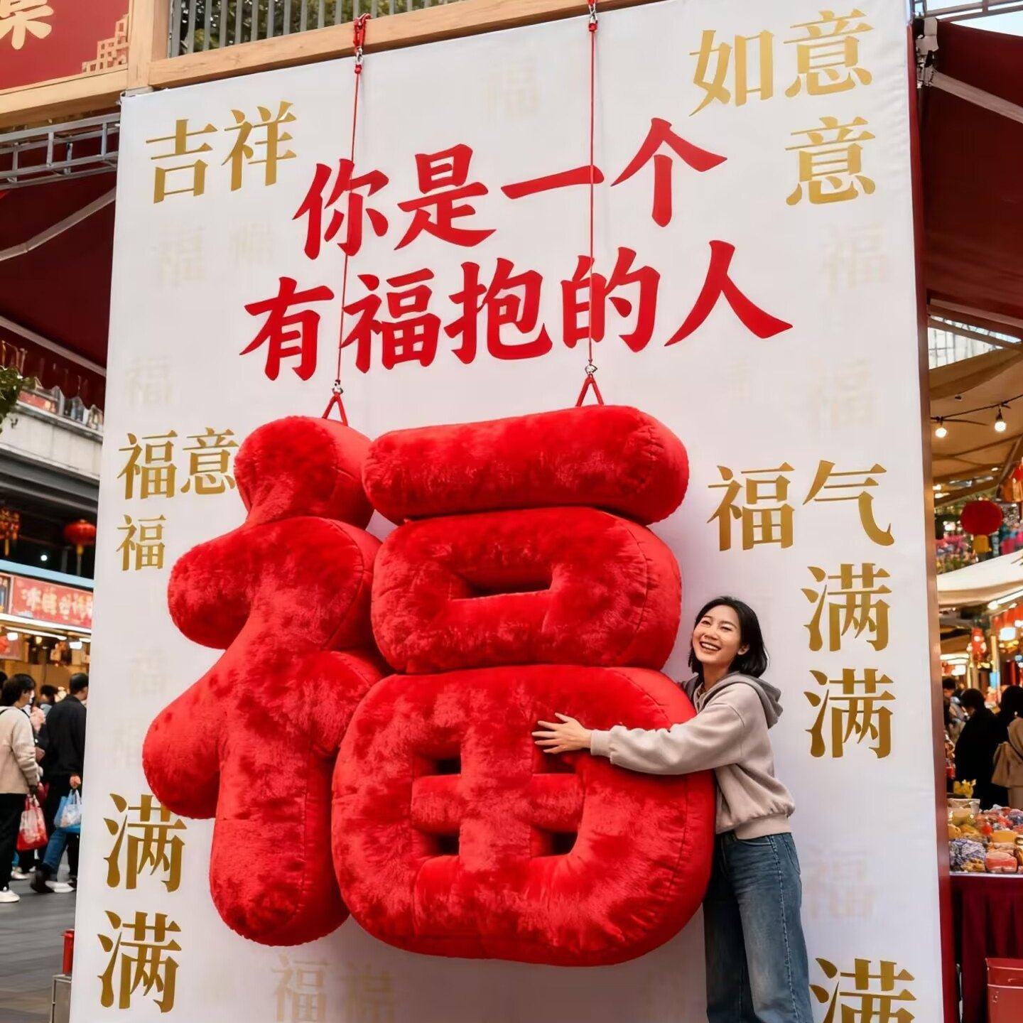 定制春节福字气模商场美陈抱抱福充气模型景区氛围装饰毛绒福挂饰,节庆用品/礼品,充气气模,淘宝优惠券,粉丝福利购,淘宝优惠卷