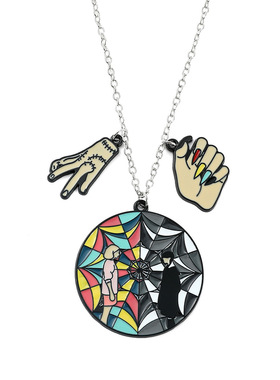 跨境欧美热播影视星期三亚当斯一家卡通项链 Wednesday 周边饰品