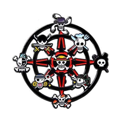 动漫周边海贼王镂空金属烤漆徽章 One Piece草帽海贼团骷髅头胸针
