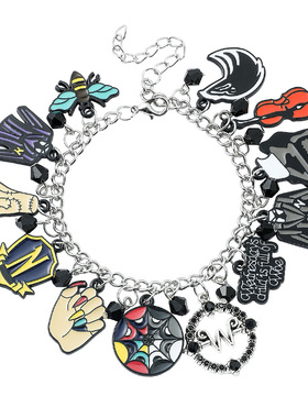 跨境欧美星期三手链Wednesday金属卡通滴油周三恐怖项链吊坠饰品