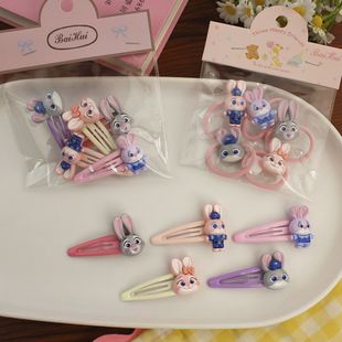 动物疯狂城新款女童卡通朱迪兔子警官发夹可爱皮筋BB夹儿童发饰品
