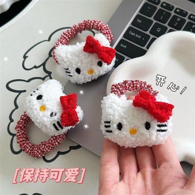 可爱hellokitty毛绒公仔发绳